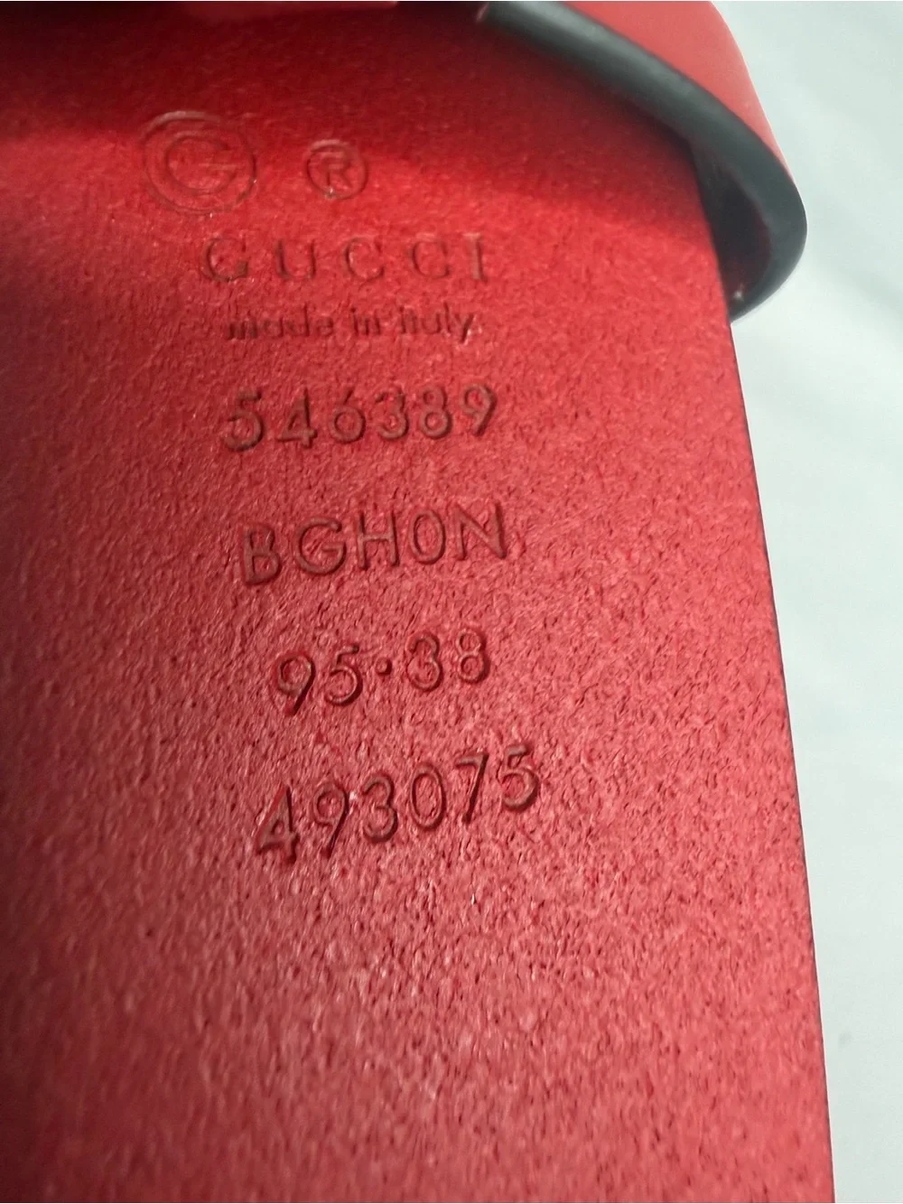Gucci Interlocking G Red Leather Belt Size 95/38 NWT 546389